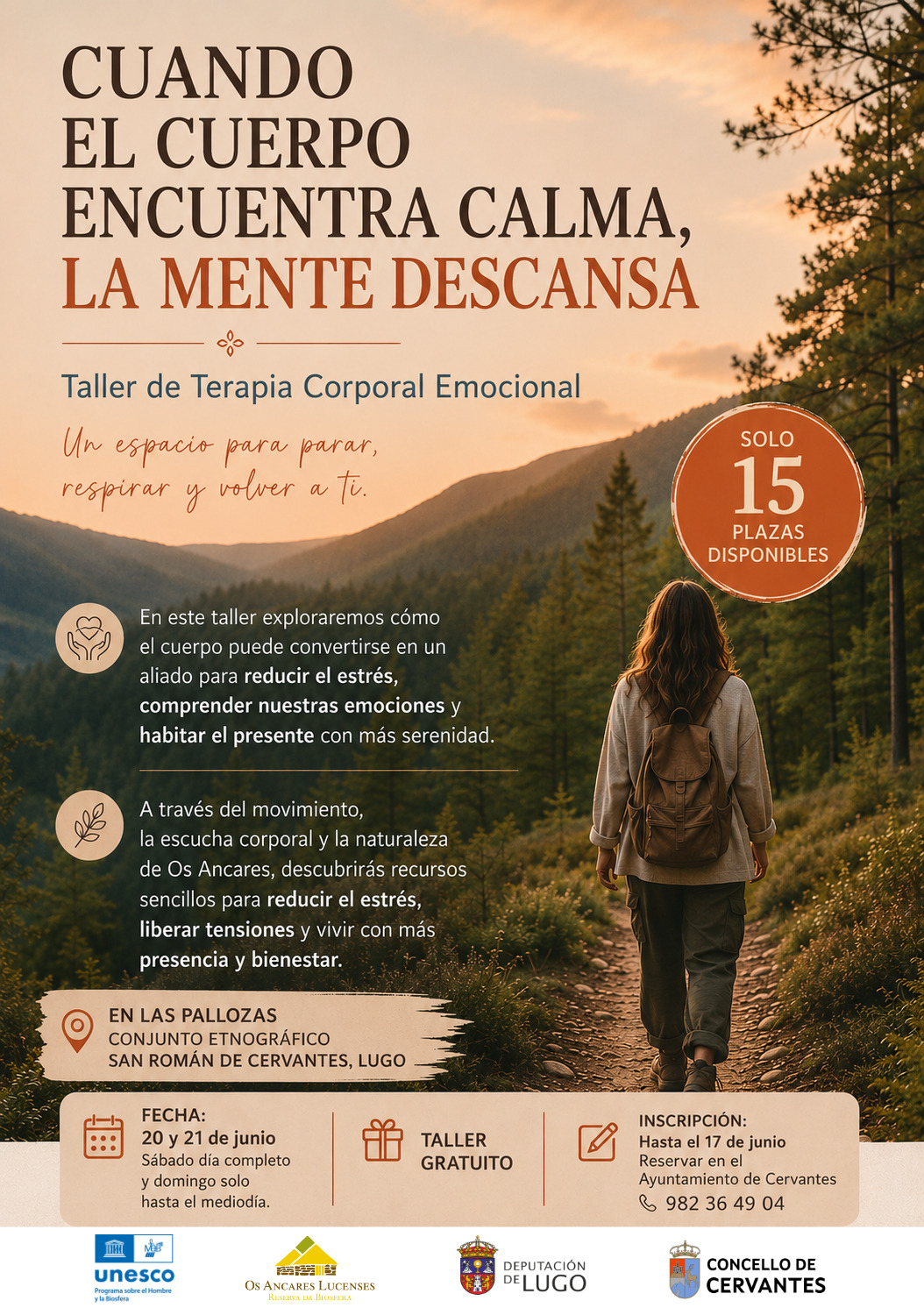 Taller de Terapia Corporal Emocional · 20 y 21 junio · Concello de Cervantes